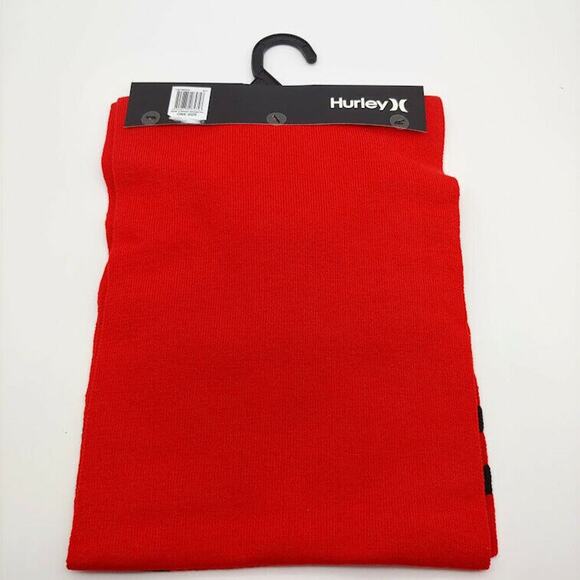 NEW Hurley Men's New Yorker Beanie & Scarf 2 Piece Set Red White Stripe OS - Picture 6 of 7